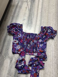 Floral Puff Sleeve Crop Top