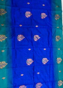 Vibrant Blue Silk Saree with unstitched blouse
