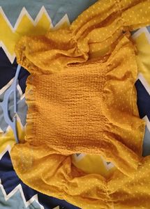 Chic Yellow Smocked Blouse