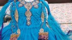 Stunning peacock Blue Embellished anarkali frock