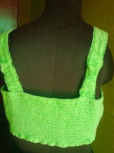 American Eagle Green Lace Cropped Tank
