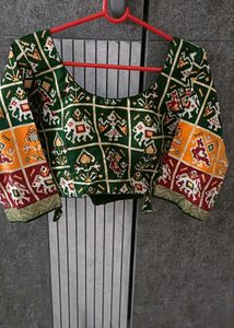 Green patola  Print Silk Blouse