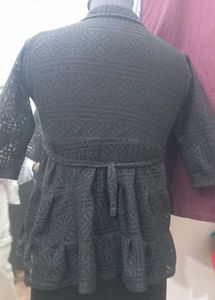 Black Lace Peplum Top