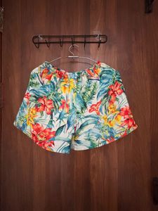 Vibrant Floral Print Shorts &amp; Cardigan Set.