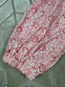 Pink Floral Print Button-Up