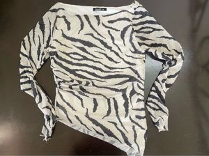 Sheer Zebra Print Long Sleeve Top