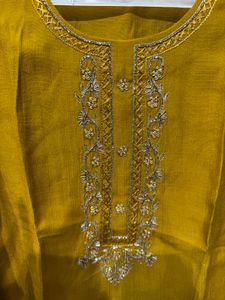 Embroidered Mustard Yellow Kurta