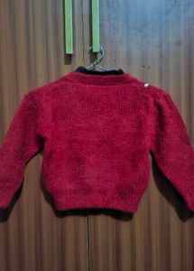 Red Knit Sweater with Pockets