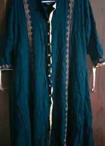 Elegant Black Kurta with Printed Border