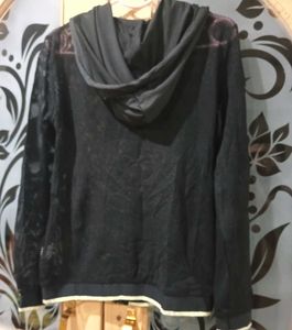 Black Mesh NET Zip-Up Hoodie