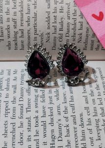 wine Elegant Teardrop Gemstone Earrings