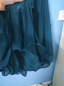 Embroidered Teal Blue top skirt set