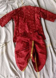 Kids Maroon Kurta With Dhoti