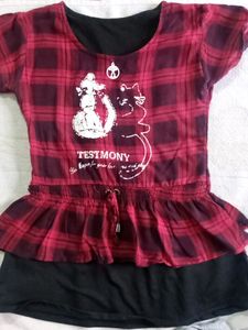 Cute Plaid Tunic Top