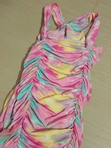 Tie-Dye Ruched Mini Dress