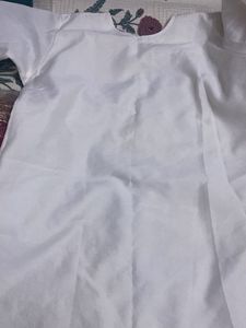 White Kurta with Floral Embellishments
