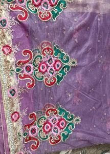 Embroidered Lavender saree with Floral