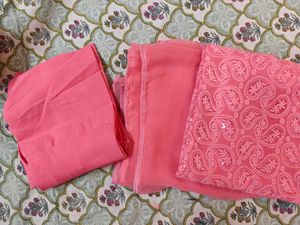 Pink Chikankari georgette Kurta churidar set