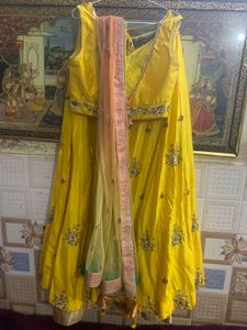 Yellow Embroidered Lehenga Choli Set