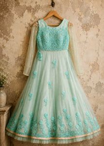 Stunning Mint Green Embroidered Lehenga