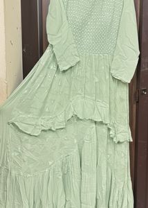 Mint Green Tiered Ethnic Gown