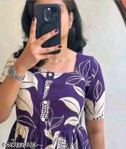 Purple Floral Print KurtaXXL