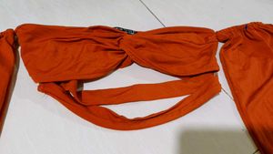 Mermaid Orange Off-Shoulder cropTop