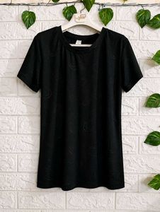 Black Textured Short Sleeve T-Shirt