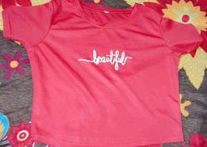 Chic Maroon 'Beautiful' Graphic Tee