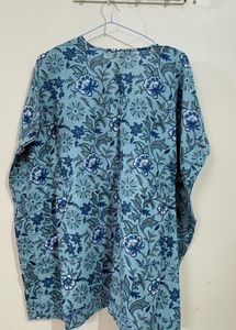 Blue Floral Print kaftaan kurta set