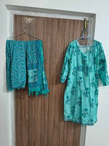 Cotton Sea Blue Kurta Set..