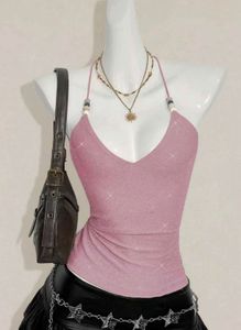 Sparkly Pink Halter Neck Top