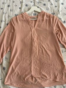 Elegant Peach V-Neck Blouse