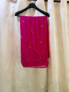 Chiffon Pink Saree with Embellishments