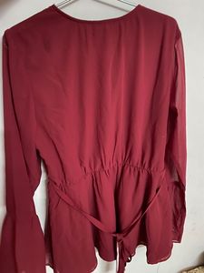 Sassafras Bell Sleeves Maroon Top