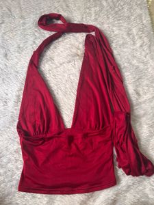 Red Halter Neck Crop Top( savana)
