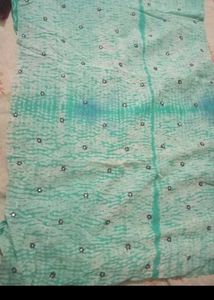 Elegant Teal Saree with Mirror Work