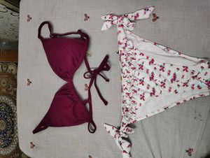 Floral Bikini Set with Tie-Up Accents