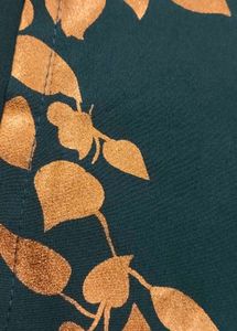 Golden Leaf Print Midi Dress