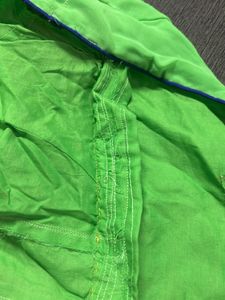 Parrot Green Padded Blouse With Blue Pipping