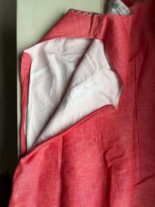 Embroidered Coral Cotton Kurta