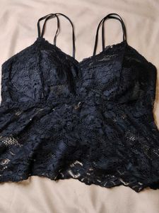 Elegant Black Lace Bralette Padded Top