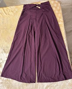 🍷 Tokyo Talkies Wine Wide-Leg Palazzo Trousers