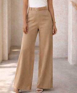 Elegant Tan Wide Leg Trousers