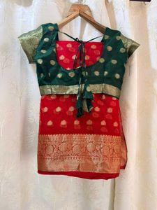 Red & Gold Banarasi Style Soft Organza Saree