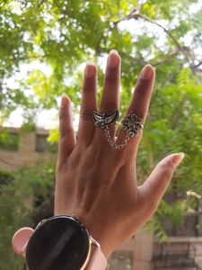 Boho Silver Double Finger Ring