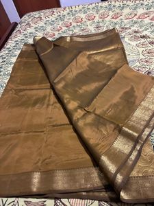 Elegant Brown Saree with Golden Border