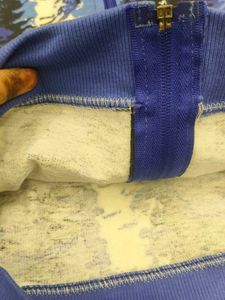 Blue Patterned Zip-Up Hoodie
