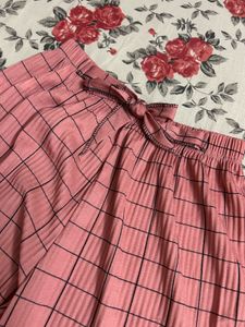Pink Plaid Wide Leg Palazzo Pants