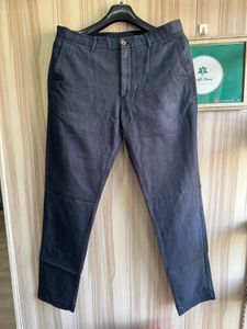 Massimo Dutti Navy Blue Casual Fit Formal Jeans
